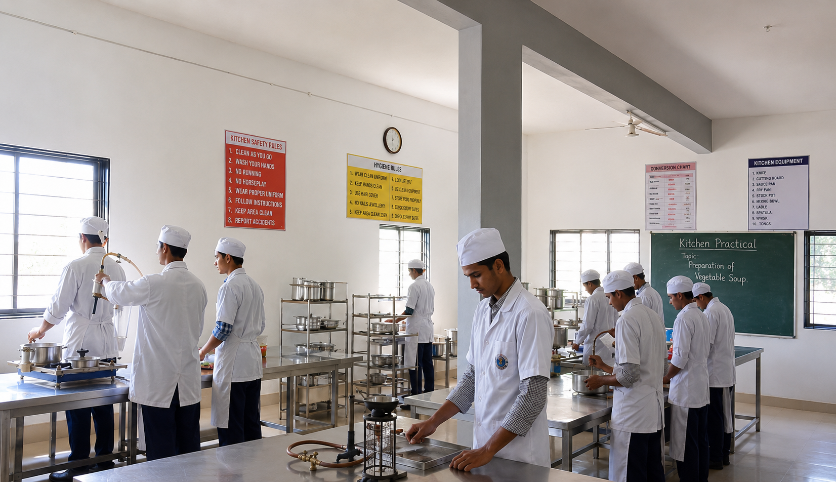 Students working in pharmacy laboratory